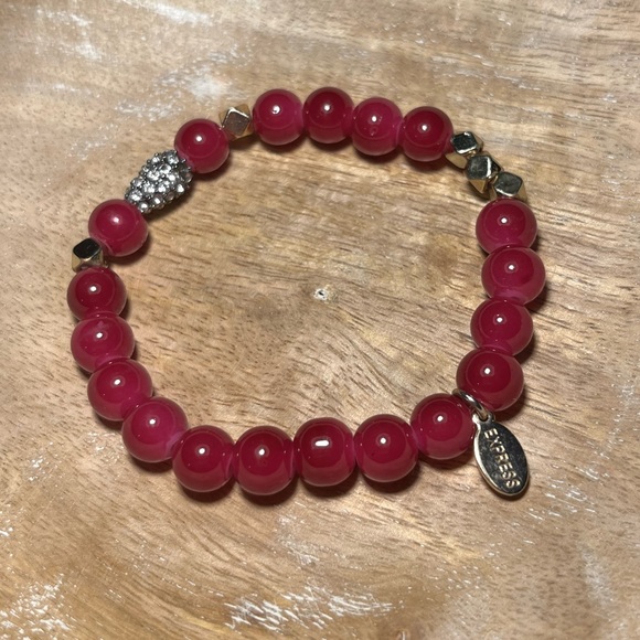 Express Pink Beaded Rhinestone Accent Stretchy Bracelet - Picture 5 of 11